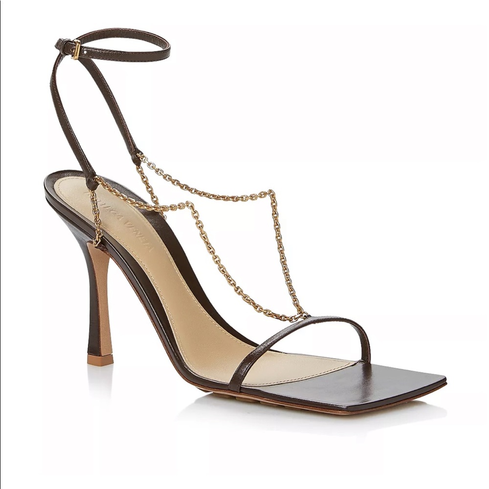 Bottega Veneta
Women's Brown Square Toe Chain Strap High Heel Sandals size 38